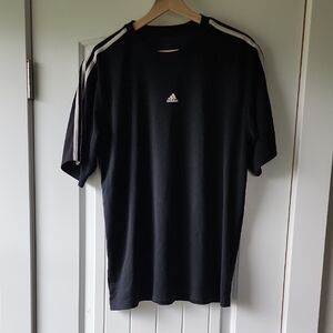Adidas Black Short Sleeve Tee with Signature Stripes